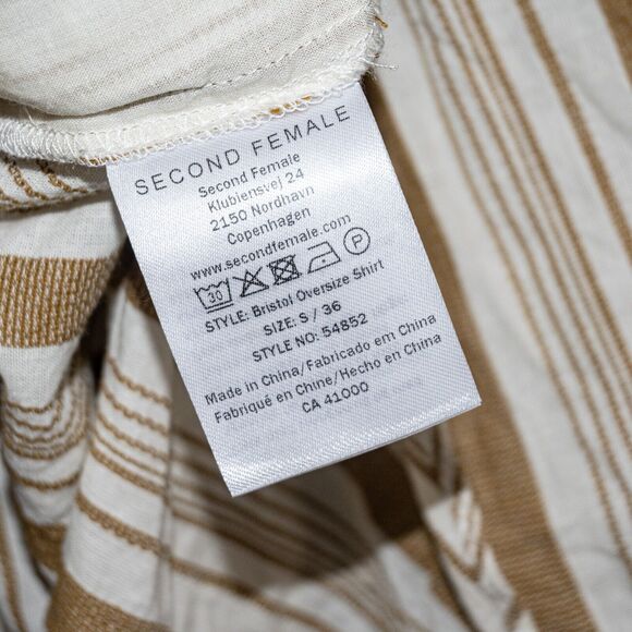 SECOND FEMALE Bristol Oversize Shirt in Bronze brown striped Cotton size Small - Picture 5 of 11